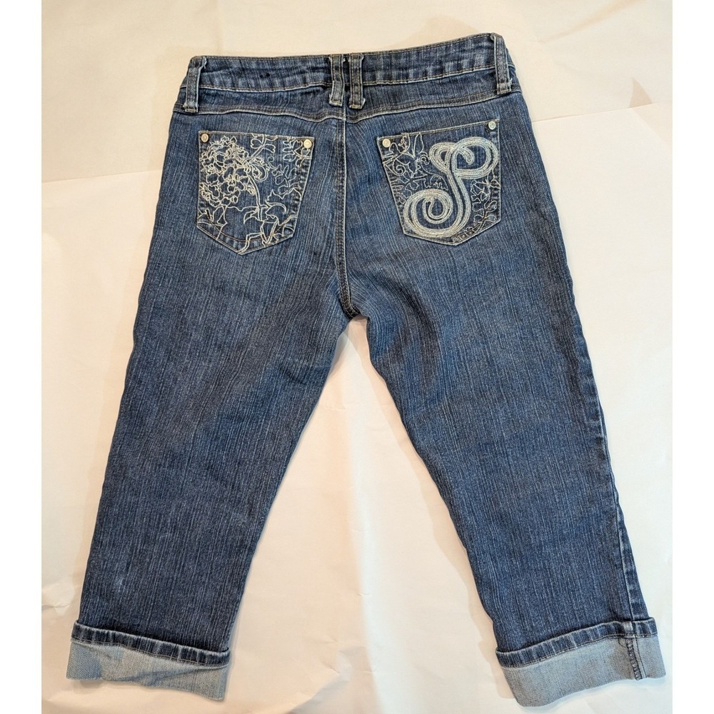 Southpole Capri Jeans Womens Junior Size 7 Low Rise Blue‎ Denim Cuffed Hem Y2K - Picture 2 of 9